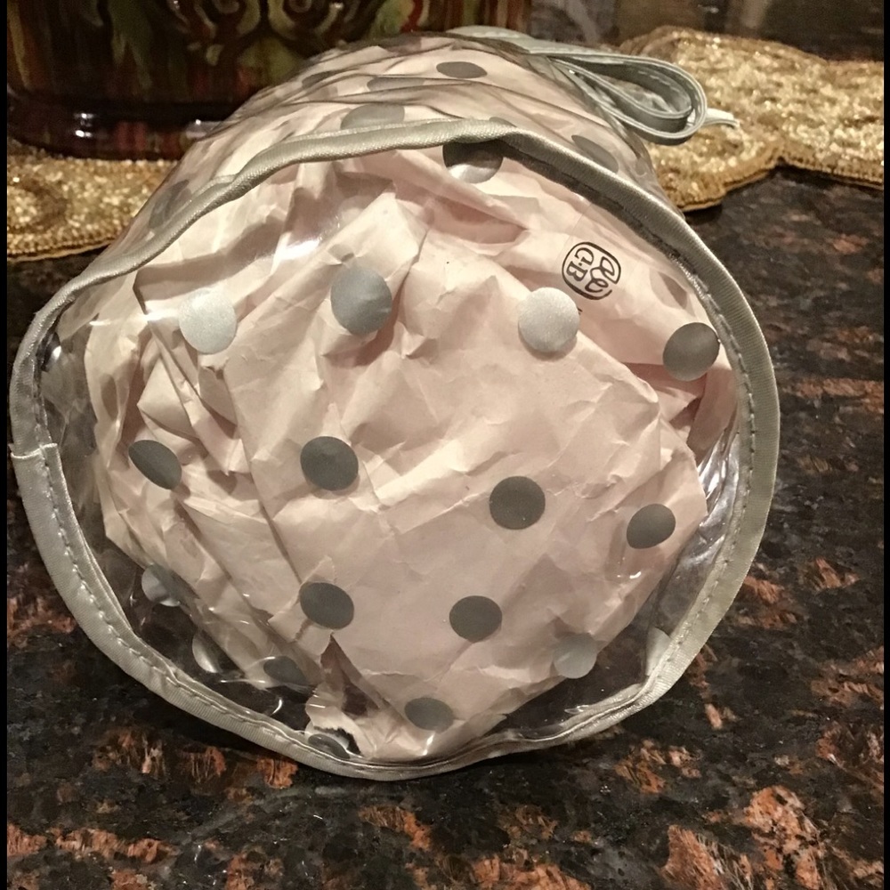 Clear Silver Poker Dot Plastic Drawstring Cylinde… - image 4